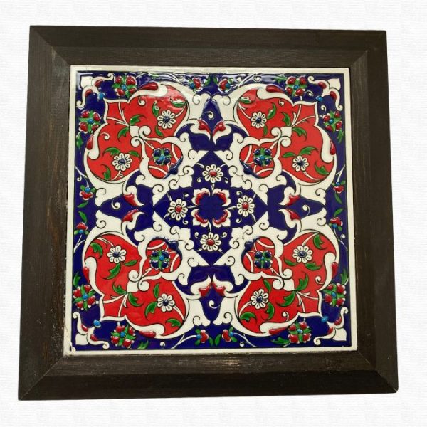 Red White and Blue Symmetry Abstract Turkish Tile